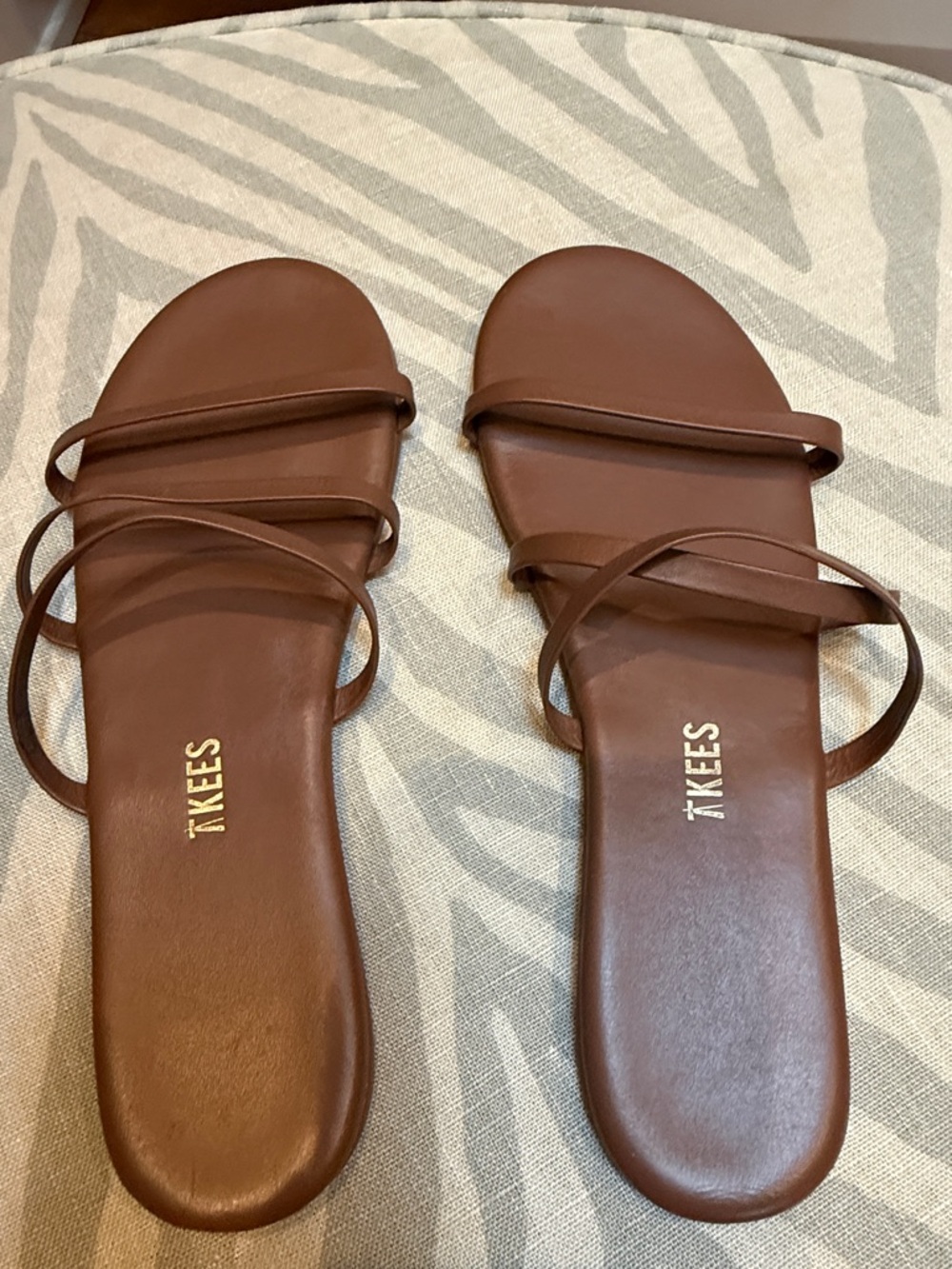 TKEES Chestnut Brown Minimalist Leather Wrap Sandals